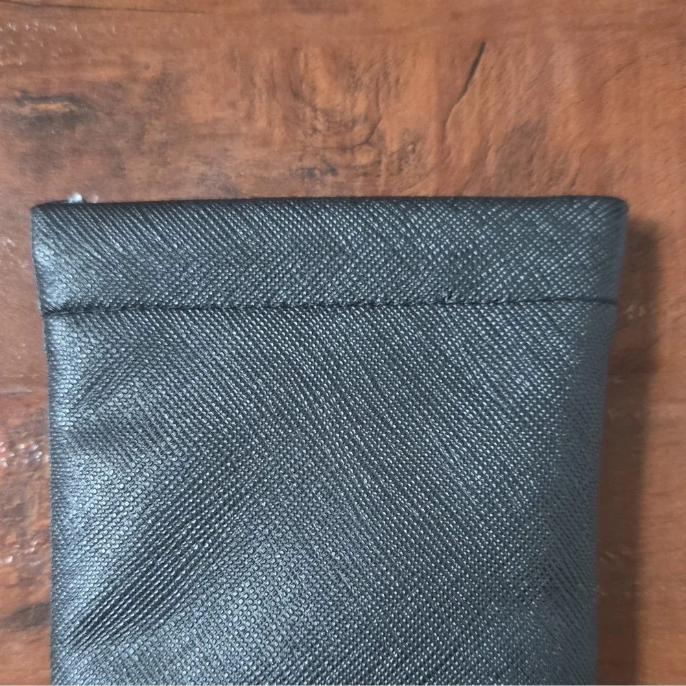 BCBGMAXAZRIA Black Faux Leather Eyeglass Pouch Felt Lining for Glasses